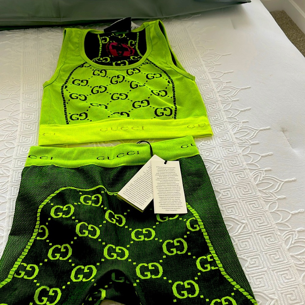 Gucci Authentic Matching set Leggings plus top. Both small. Never worn with tags